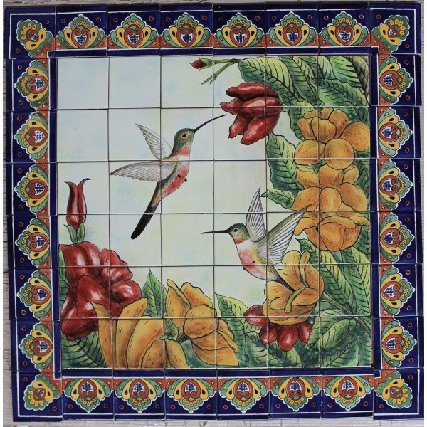 Mexican Talavera Mural Colibris